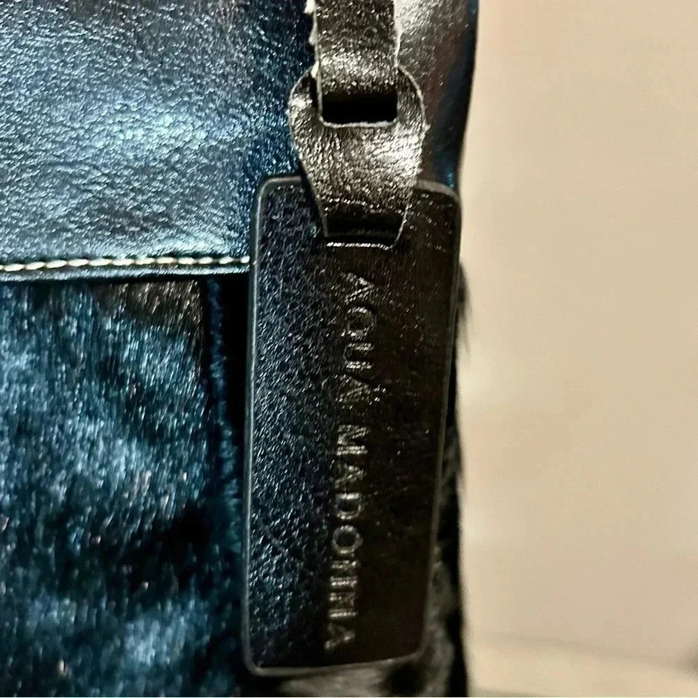 New AQUA MADONNA Black Cow Hide Hair On Crossbody Bag - Picture 3 of 4